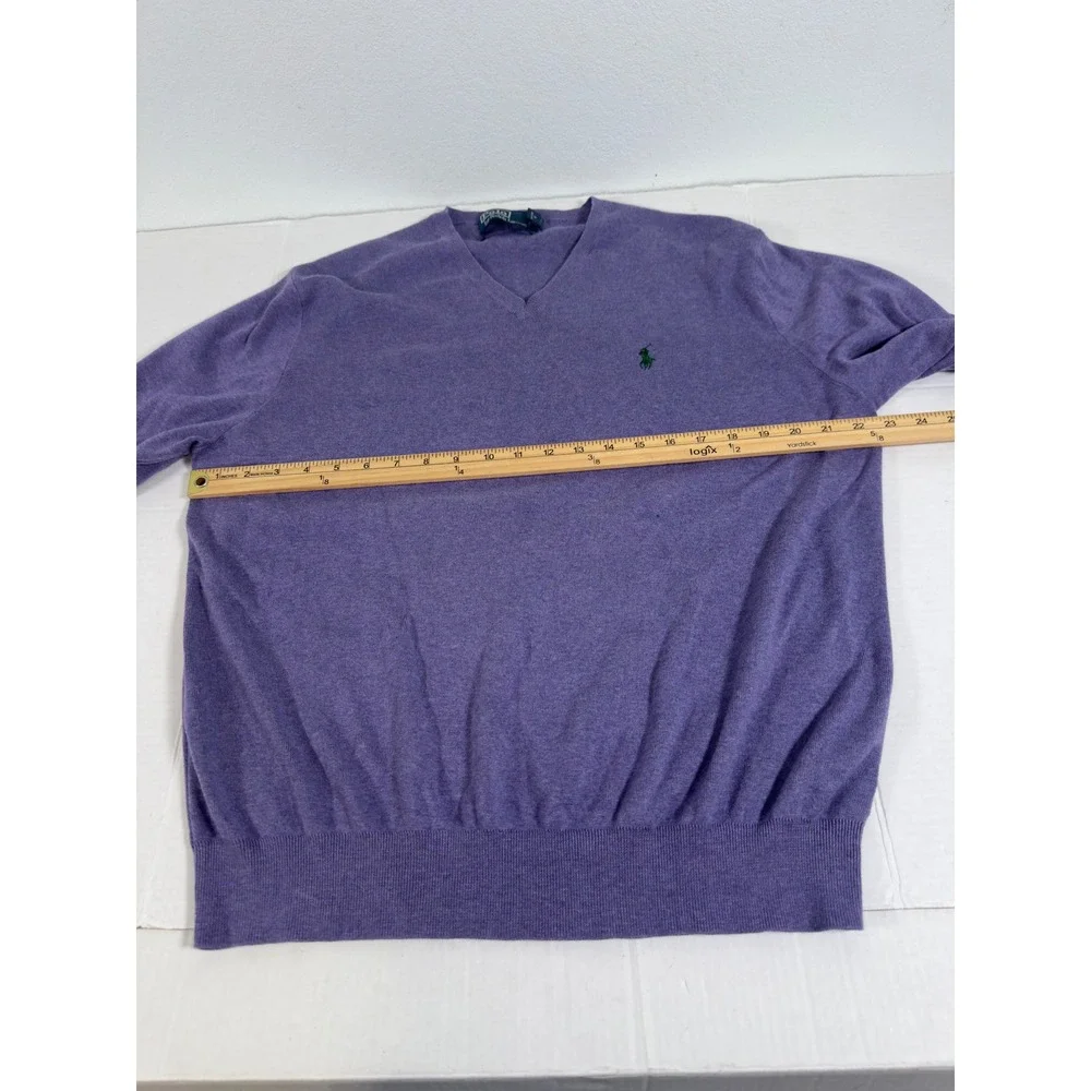 Polo‎ Ralph Lauren V-Neck Sweater Mens XL Purple Pima Cotton Preppy Old Money